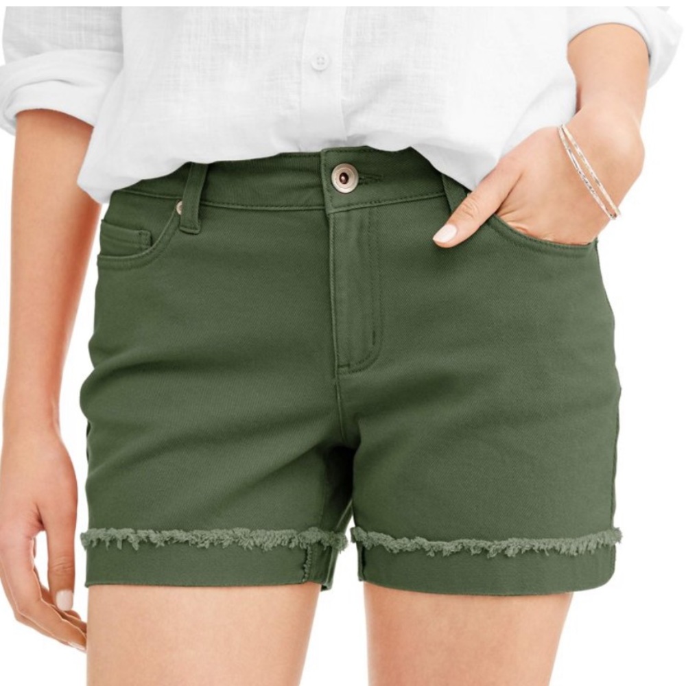 Time and Tru Olive Green Jean Shorts